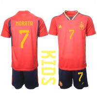 Dječji Nogometni Dres Španjolska Alvaro Morata #7 Domaci SP 2022 Kratak Rukav (+ Kratke hlače)